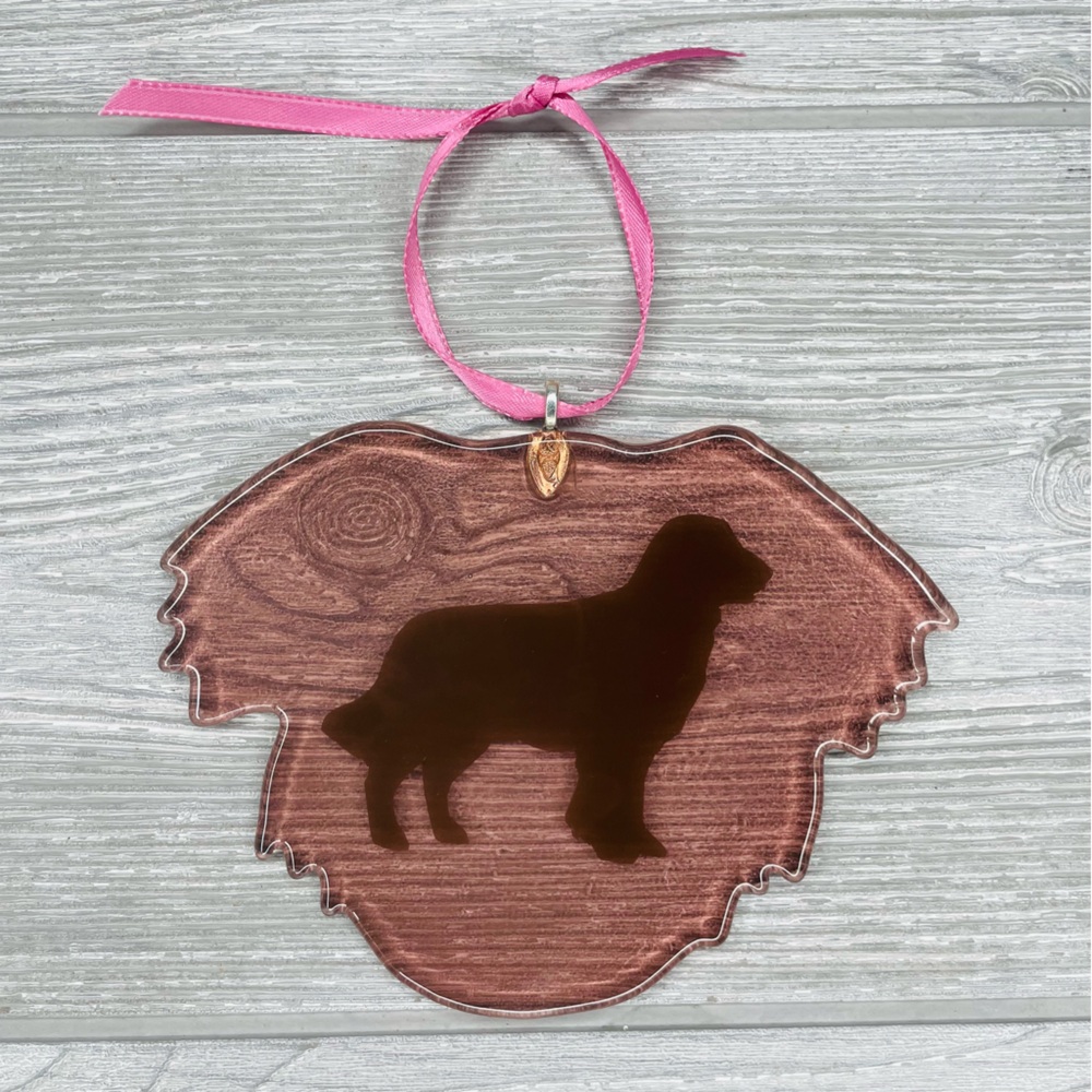 Stained glass sun catcher golden retriever dog coaster decoration orniment art